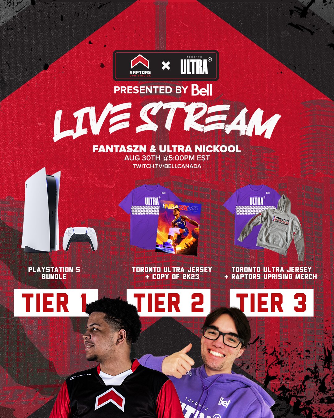 Raptors Uprising GC on X Live at 5PM FantaSZN Nickool take over the Warzone lobbies from BellGamingCentre Watch on the Bell Canada Twitch channel for a shot at a PS5