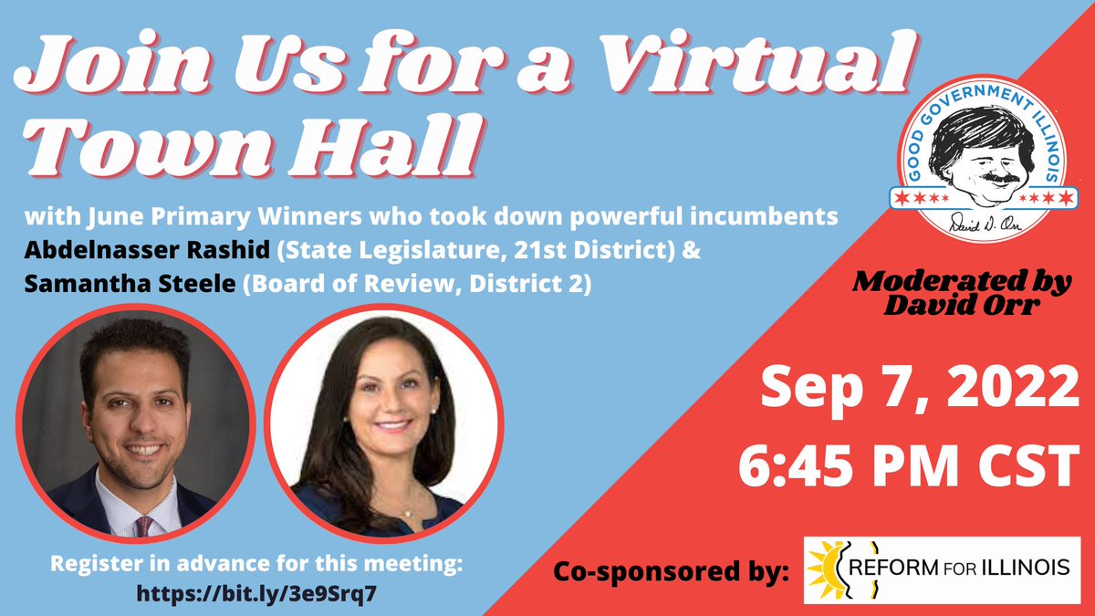 goodgovillinois's tweet photo. August updates and join us w/ Samantha Steele (future Board of Review) &amp; Abdelnasser Rashid (future State Rep) - https://t.co/NF1JQzjDrV https://t.co/btOQXQ7iCq