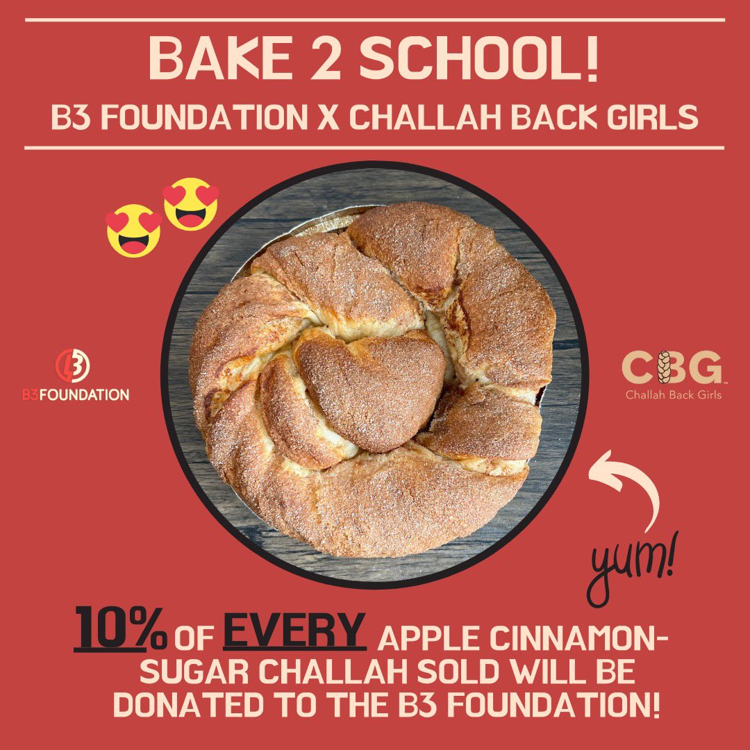 Celebrate “Bake 2 School” with us and the <a href="/challahbackgrls/">Challah Back Girls®</a> 10% of every purchase of their new DELICIOUS apple cinnamon-sugar flavor goes toward our annual Back to School Success Program Order your rolls here: shop.challahbackgirls.com/products/high-… #BetterTogether