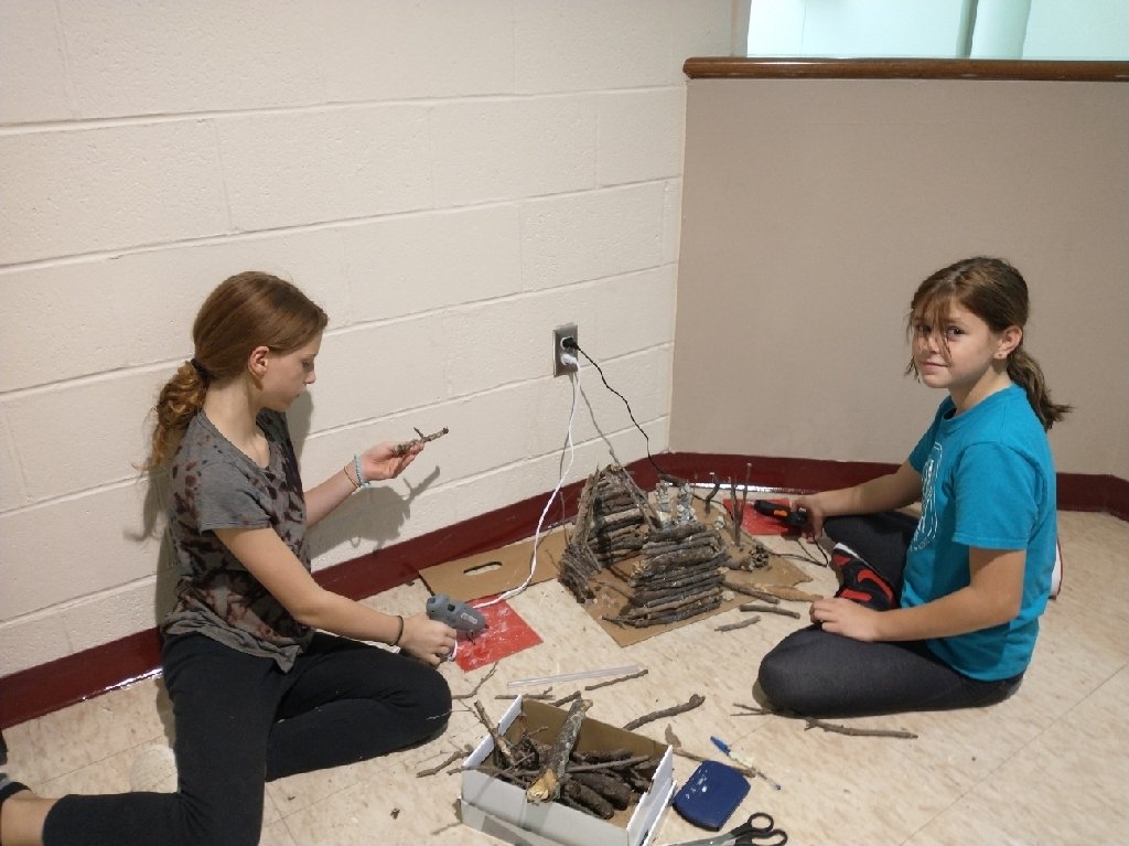 398Usd's tweet photo. 6th graders creating log cabins to pair with their reading of Sign of the Beaver. https://t.co/56Jcb0vq9k