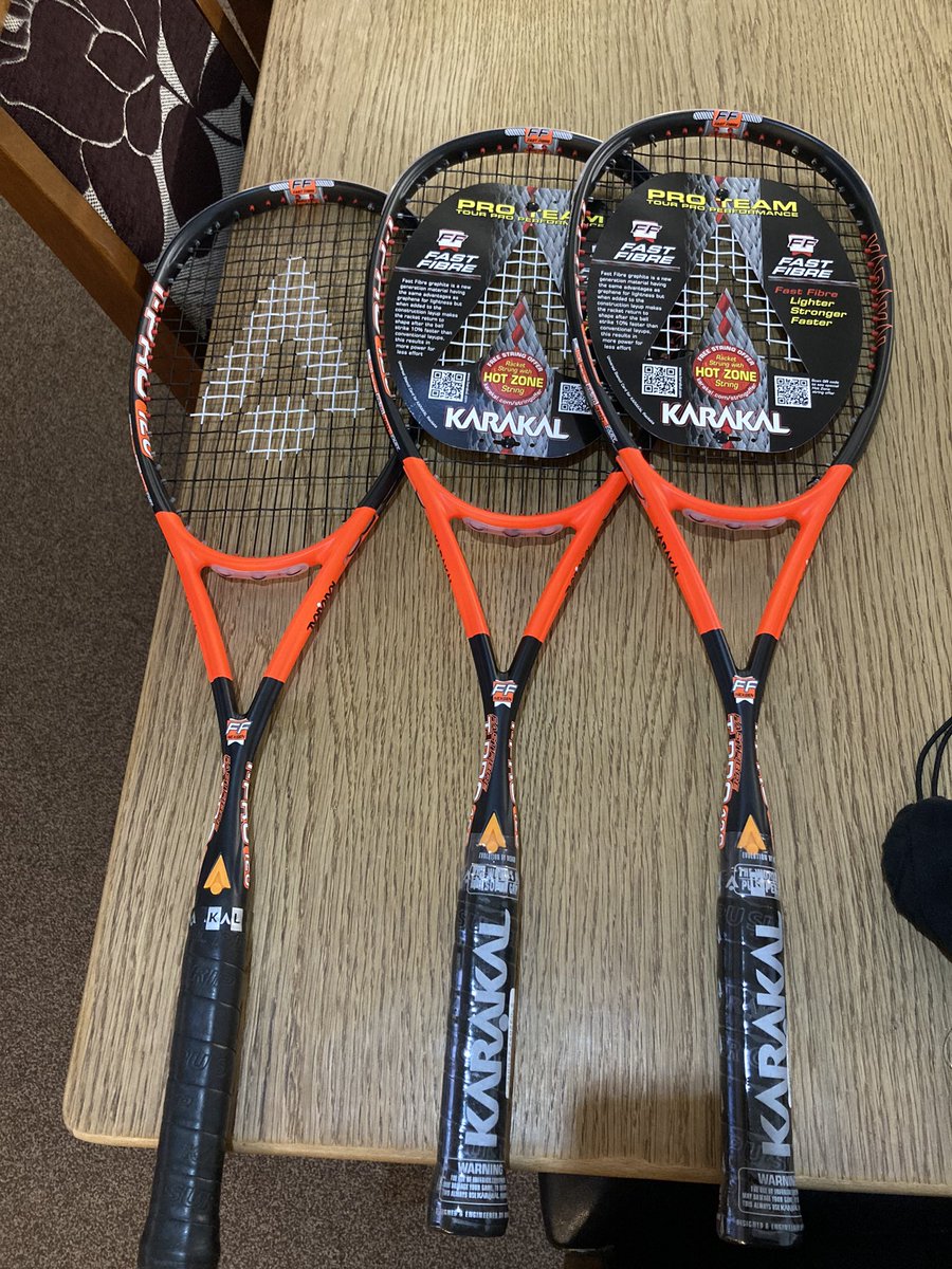 Mike_Hegarty's tweet photo. Just had these T-Pro 120FF rackets delivered direct from @karakaluk.
Only had a few mins on court but they feel good and I’m looking forward to framing some nicks.
Karakal sponsor loads of my events and it’s the quality of service I find keeps me wanting to work with them. https://t.co/gWSYOe5mkn