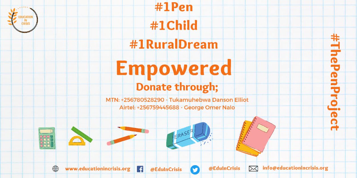 NamataLyton's tweet photo. Did you know? Children in rural areas are deprived of their rights to education due to inability to access scholastic materials. That's why the #penproject has been set up to ensure over 10million pens are given to children to ensure their stay in school @teamUWS @UNYouthEnvoy https://t.co/zASOjqYEem