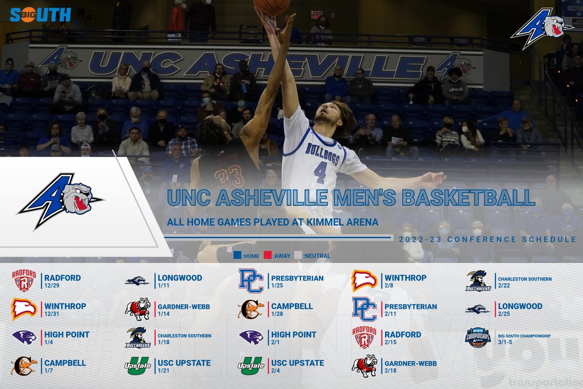 The #BigSouthMBB🏀 schedule has been released! Mark your 📅 now Bulldog fans! 

#ALLinAVL #IWWD