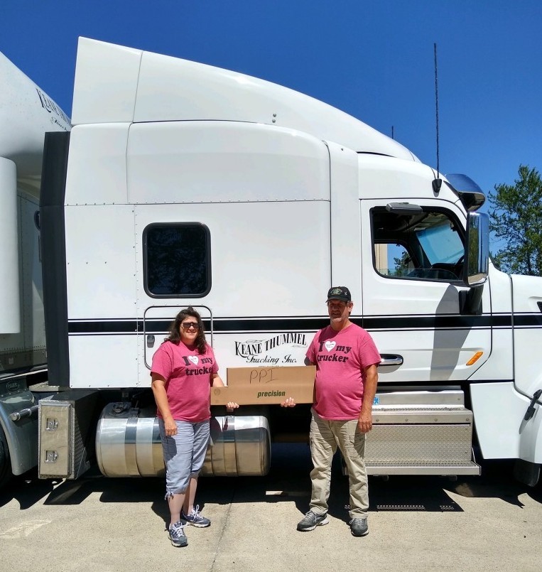 ThummelTrucking's tweet photo. Our team Dan and Gail visited one of our good customers #PPI and snapped a picture with their matching I love my trucker shirts! Love it!! Thanks for sharing Dan and Gail!! Stay safe out there!! #kttinc #ktt #drivenfromwithin #teamdriving https://t.co/oxNs0dRkI8
