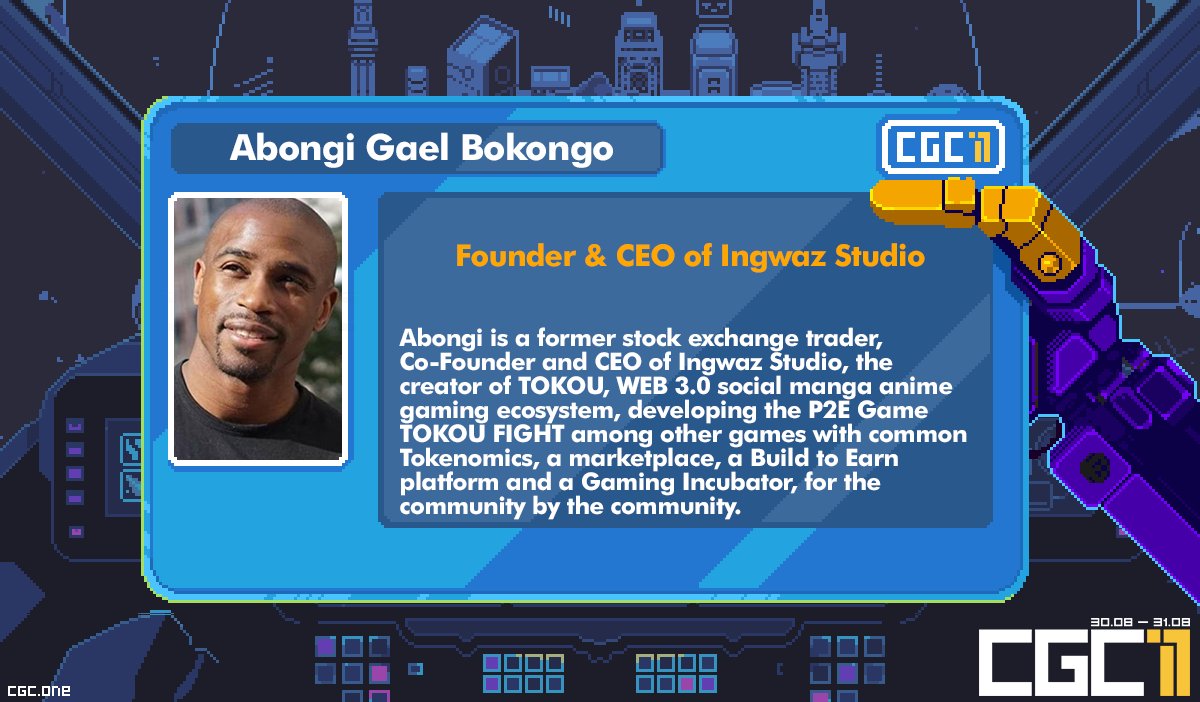 Tomorrow, Wed. 31st Aug @ 11:30 -12:30 CET, <a href="/Gabbok17/">Gabbok</a> will take the mic as speaker alongside great panelists, to discuss "The Future of Web3 Gaming and its Mass Adoption" organised by <a href="/cgc_events/">CGC – Cutting-edge Games Conference</a> 
Join us!
Event link: cgc.one 🚀

#CGC11 #gaming #web3 #playandearn