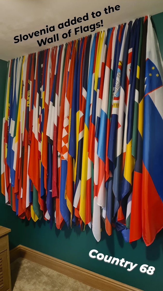 KolynByrne's tweet photo. Added my 68th country to the Wall of Flags! 🇸🇮 Where should I go for 69? 😁 https://t.co/AIos2gjZwN