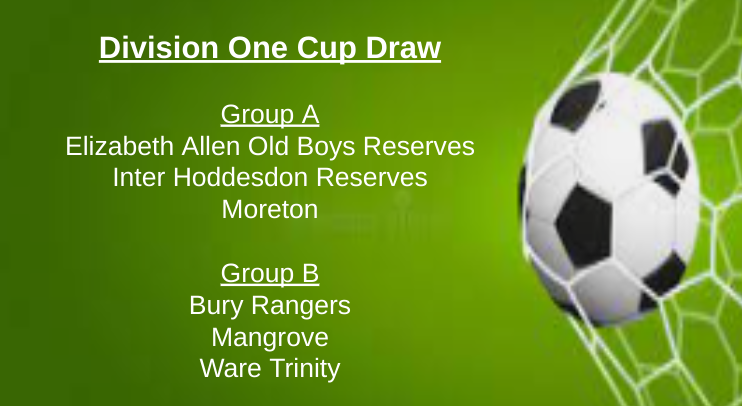 HADFL (@hadfl_committee) on Twitter photo #Hertford and District #FootballLeague
Division One Cup Draw.
<a href="/EAFC_1952/">Elizabeth Allen FC</a> <a href="/InterHoddesdon/">InterHoddesdon</a> <a href="/BuryRangersSnrs/">BuryRangersFC</a> <a href="/Mangrove_FC/">Mangrove FC</a> <a href="/WareTrinityFC1/">Ware Trinity FC</a> #Hertford and District #FootballLeague
Division One Cup Draw.
<a href="/EAFC_1952/">Elizabeth Allen FC</a> <a href="/InterHoddesdon/">InterHoddesdon</a> <a href="/BuryRangersSnrs/">BuryRangersFC</a> <a href="/Mangrove_FC/">Mangrove FC</a> <a href="/WareTrinityFC1/">Ware Trinity FC</a>