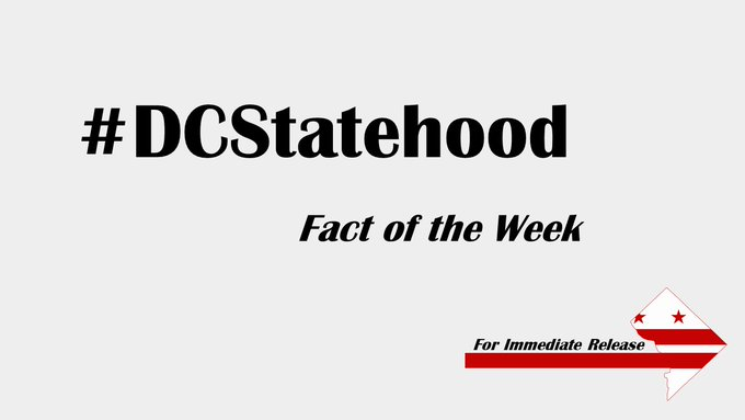 EleanorNorton's tweet photo. #DCStatehood Fact of the Week: All male DC residents between the ages of 18 and 25 are required to register for the Selective Service and potentially be drafted into the military, despite having no voting representation in Congress. https://t.co/pYb8rLgd2X