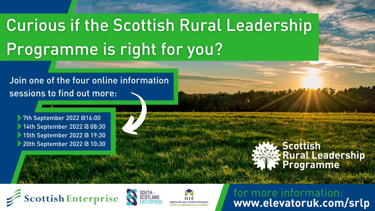 ElevatorUK's tweet photo. Curious if the Scottish Rural Leadership Programme is right for you? 🤔
 
Join one of our information sessions to find out more 👉 https://t.co/w6Be4n57YJ

#leadership #scotland #inovation #transformation #rural #ruralbusiness #transformingfutures https://t.co/5MObSFvngu
