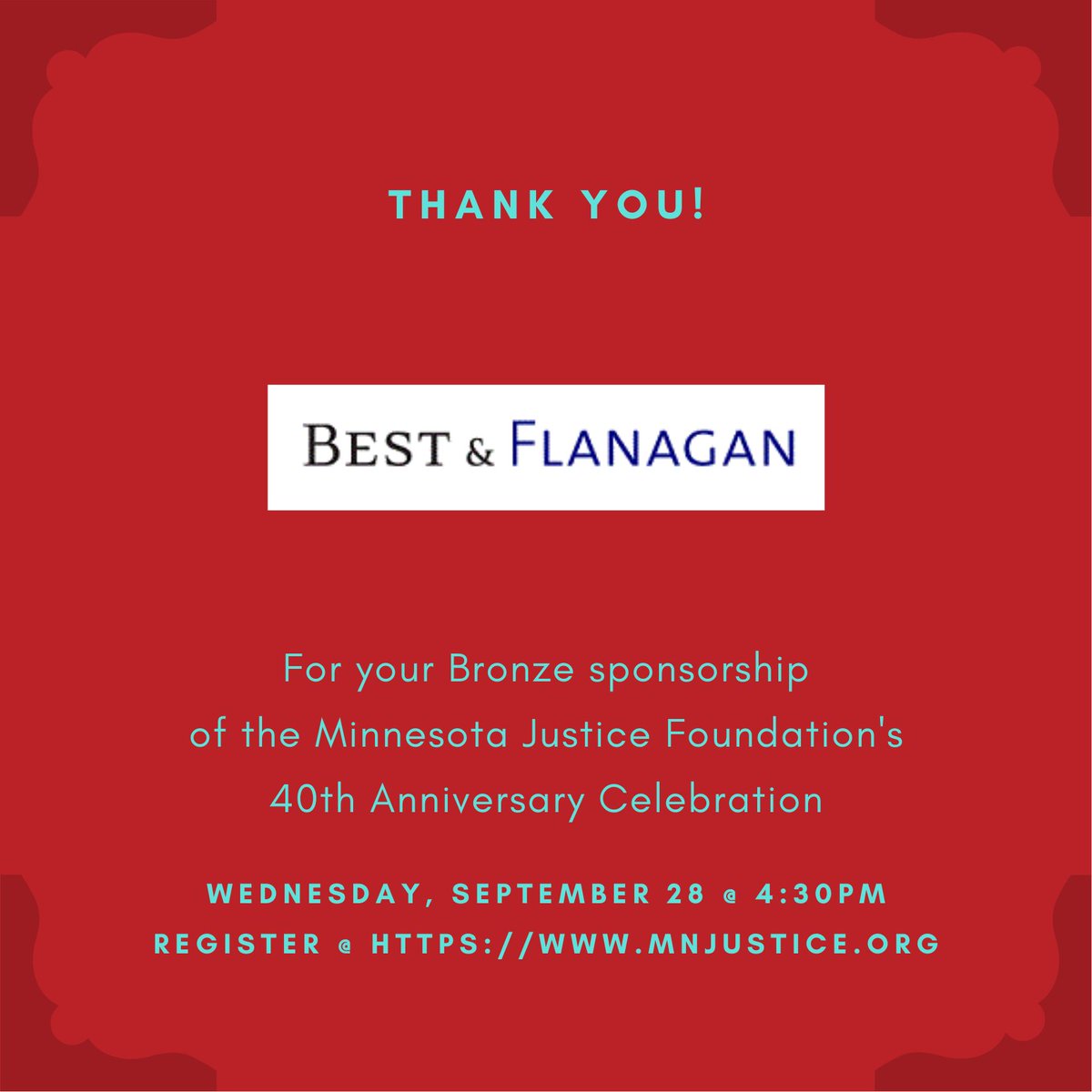 Thank you to Best &amp; Flanagan for your Bronze sponsorship of MJF's 40th Anniversary Celebration!