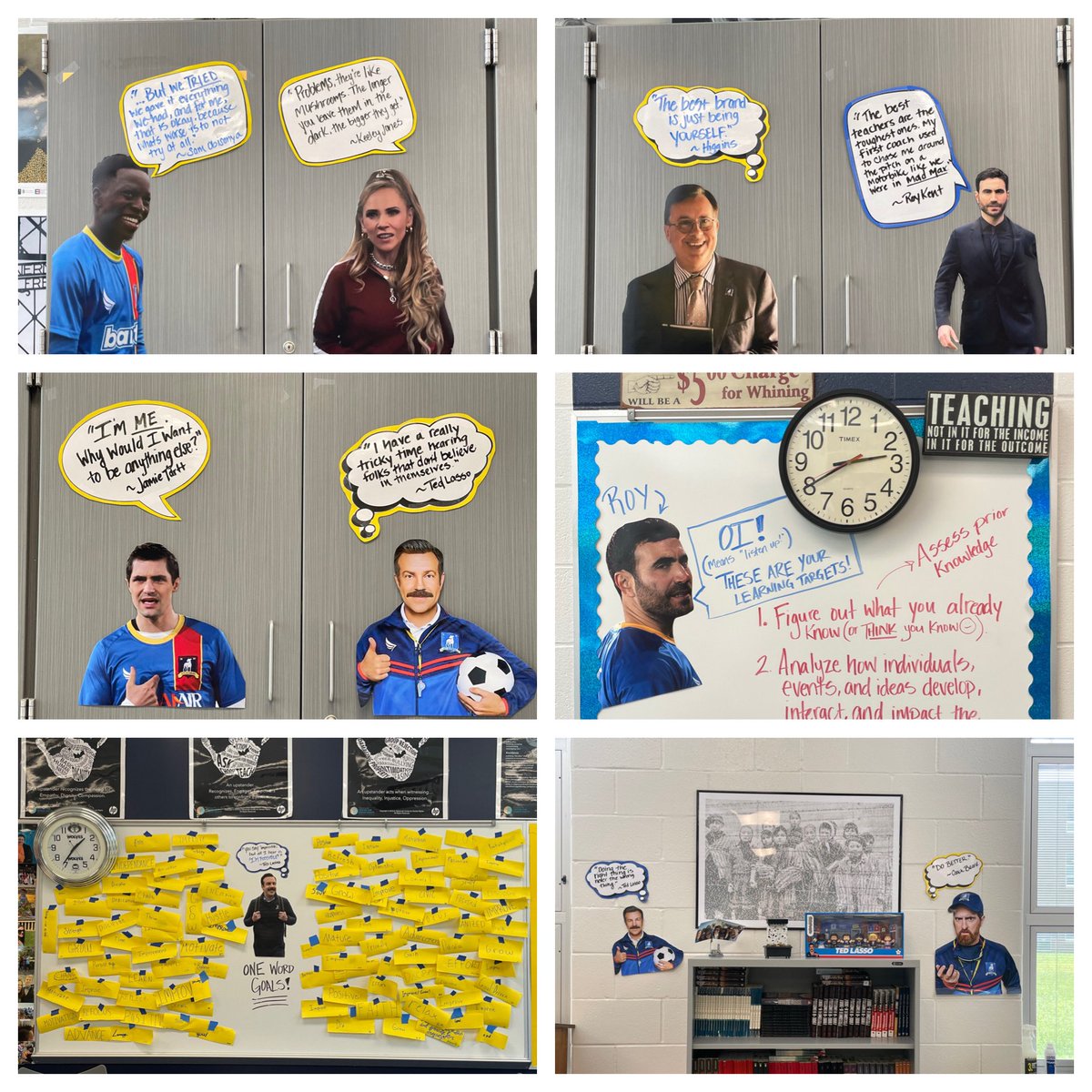 Caltonbl's tweet photo. @jasonsudeikis @brettgoldstein @brendanhunting Doing my best to promote all the positive TL vibes in my classroom! #Believe #tedlasso https://t.co/i4mZ3ktI2X