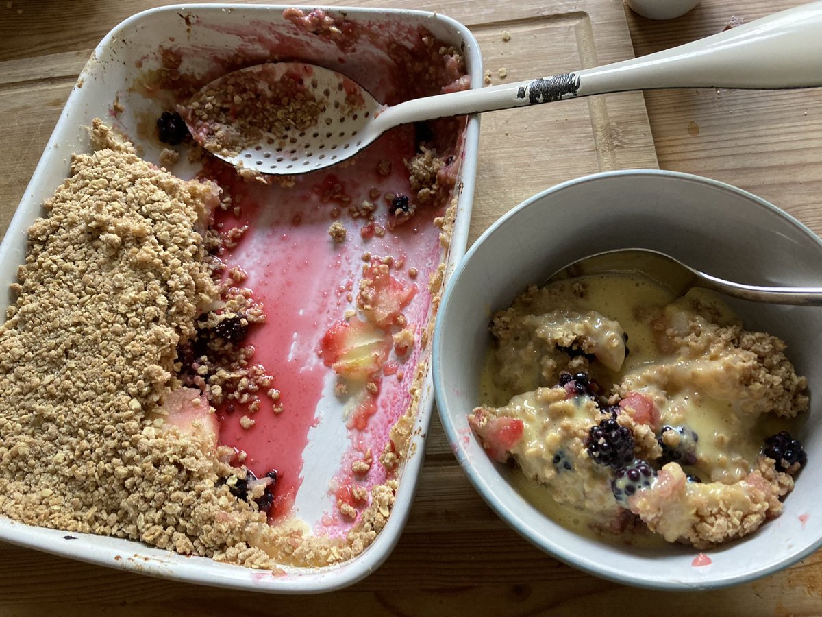katiegraceharri's tweet photo. Shameless crumble boasting! Blackberries and apples foraged and baked by Dan and the girls. Yummmmmmmmmm #farmkitchen #foraging #ukcountryside #countrysideliving https://t.co/oknzlPAkBv