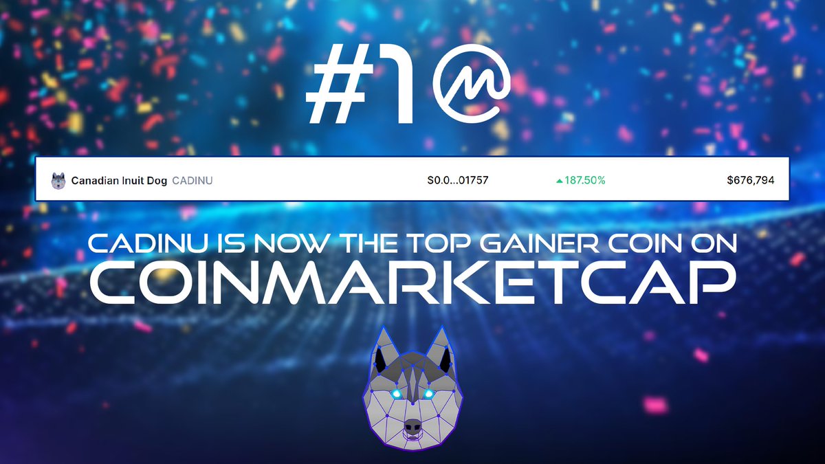 CADINUDAO's tweet photo. 🔥 #CADINU is now the Top gainer coin on @CoinMarketCap 🔥

#CADINUTOKEN #CADINUARMY https://t.co/hZtefTknnl