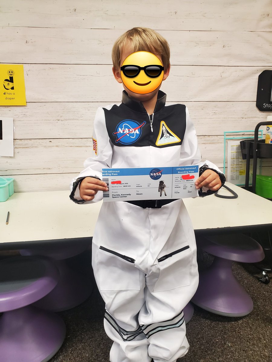 Yesterday our class learned about the Kennedy Space Center &amp; the space shuttle Artemis! We got to try on an "official" space suite &amp; even got a mock boarding pass to Artemis! We can't wait to watch history as it launches (hopefully Friday🤞) #NASAArtemis #StemEducation <a href="/OKESOwls/">Old Kings Elementary School</a>