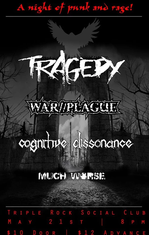 WarPlaguepunx's tweet photo. Going through some old flyers....this one was madness! 
#gig #tragedy #warplague #triplerock https://t.co/A8aC0aj3NM