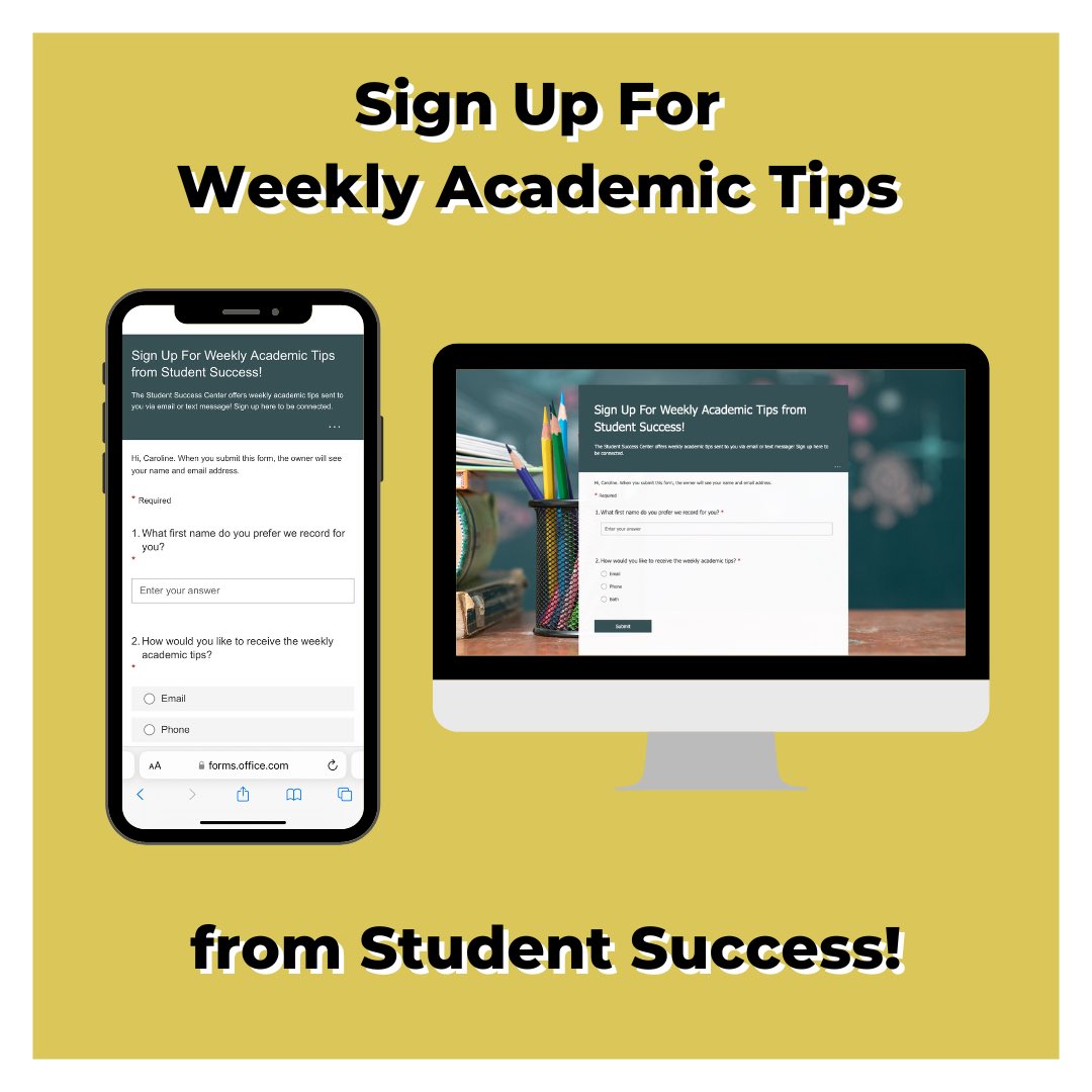 uarksuccess's tweet photo. Connect with Student Success! We offer weekly academic tips sent to you via email or text message - sign up in our #linkinbio!

#UARK #SuccessHappensHere https://t.co/Oz3eADbb22