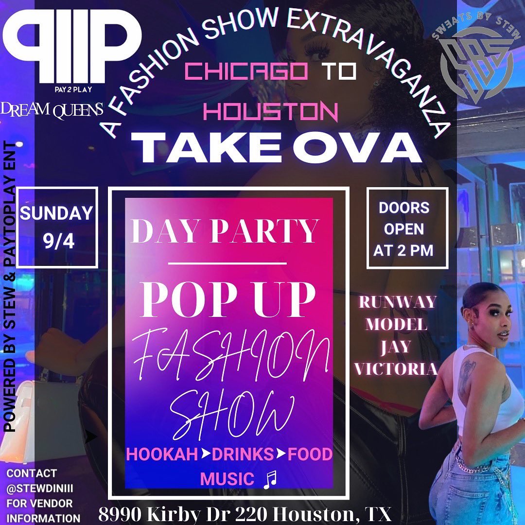 _shawnmitch's tweet photo. CHICAGO ➡️ HOUSTON TAKEOVER
#Paytoplaytour
—Come party🥳
—Shop w/ Entrepreneurs🛍
— Watch the runway📸
—Performances🎤
Powered By: @_shawnmitch x @stewdiniii
@_shawnmitch @amazon_goddess_ @bankgirljay @Cheyyeezy_ @miahbic @mayanitavia @The_simMs @jayvictoriaaa @adriana_jolee https://t.co/Zjg6IgMrk6