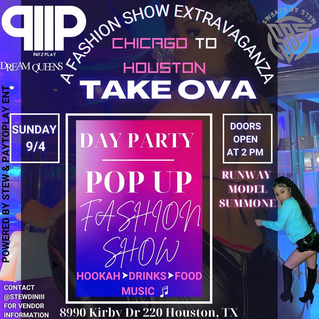 _shawnmitch's tweet photo. CHICAGO ➡️ HOUSTON TAKEOVER
#Paytoplaytour
—Come party🥳
—Shop w/ Entrepreneurs🛍
— Watch the runway📸
—Performances🎤
Powered By: @_shawnmitch x @stewdiniii
@_shawnmitch @amazon_goddess_ @bankgirljay @Cheyyeezy_ @miahbic @mayanitavia @The_simMs @jayvictoriaaa @adriana_jolee https://t.co/Zjg6IgMrk6