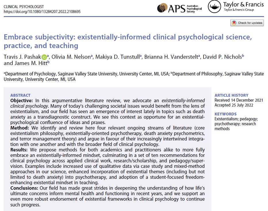 So so so excited to share this article! 🧵

doi.org/10.1080/132842…

#ClinicalPsychology
#Existentialism
#DeathAnxiety
#TMT
1/6