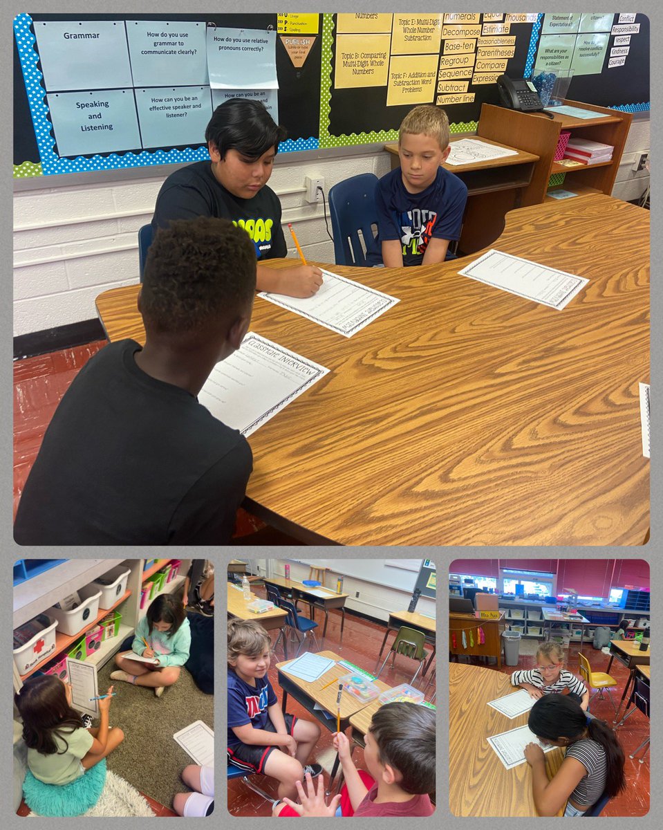 QE fourth graders spent time interviewing their peers and building a strong foundation for the school year! #QvillePride #connecting