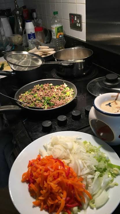 cooking breakfast for two. ❤️