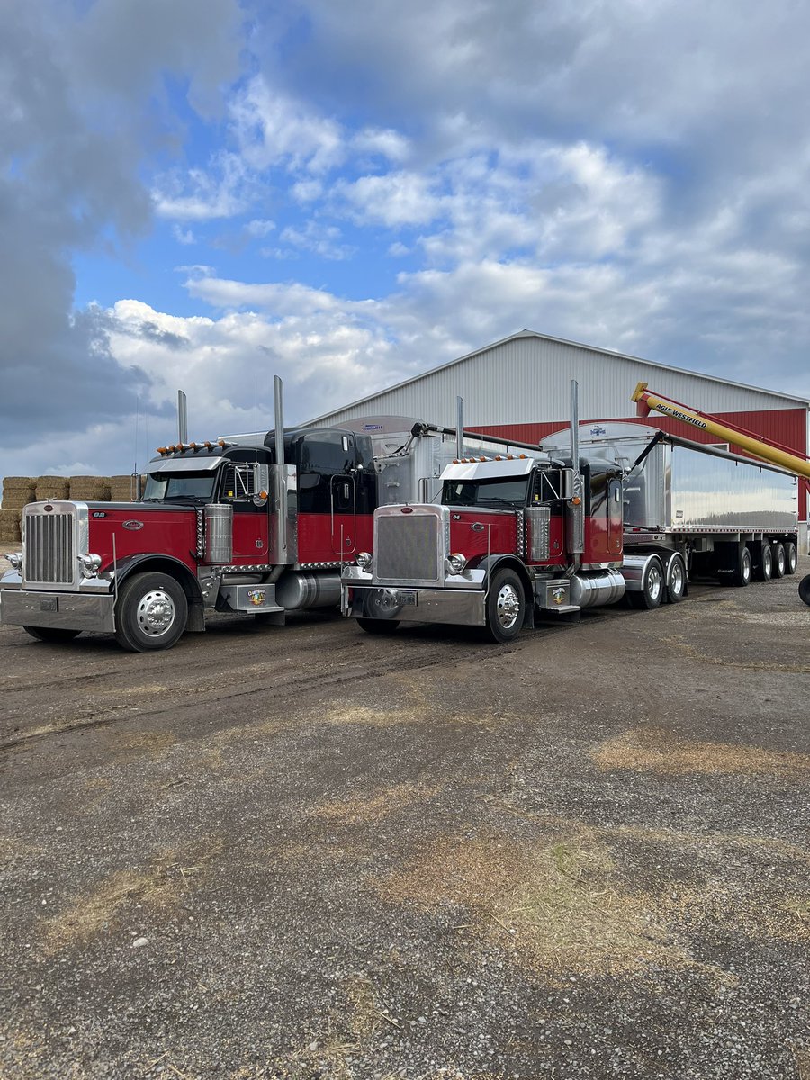 Hauling wheat north and gravel south