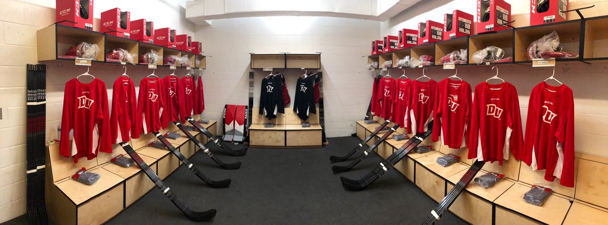 DU_IceHockey's tweet photo. Ready for the start of the inaugural season. Equipment Day on the first on-ice session of DU Hockey Training Camp. #DruryPanthers #DruryHockey #CollegeHockey #SpringfieldMO https://t.co/T118OmDt3e