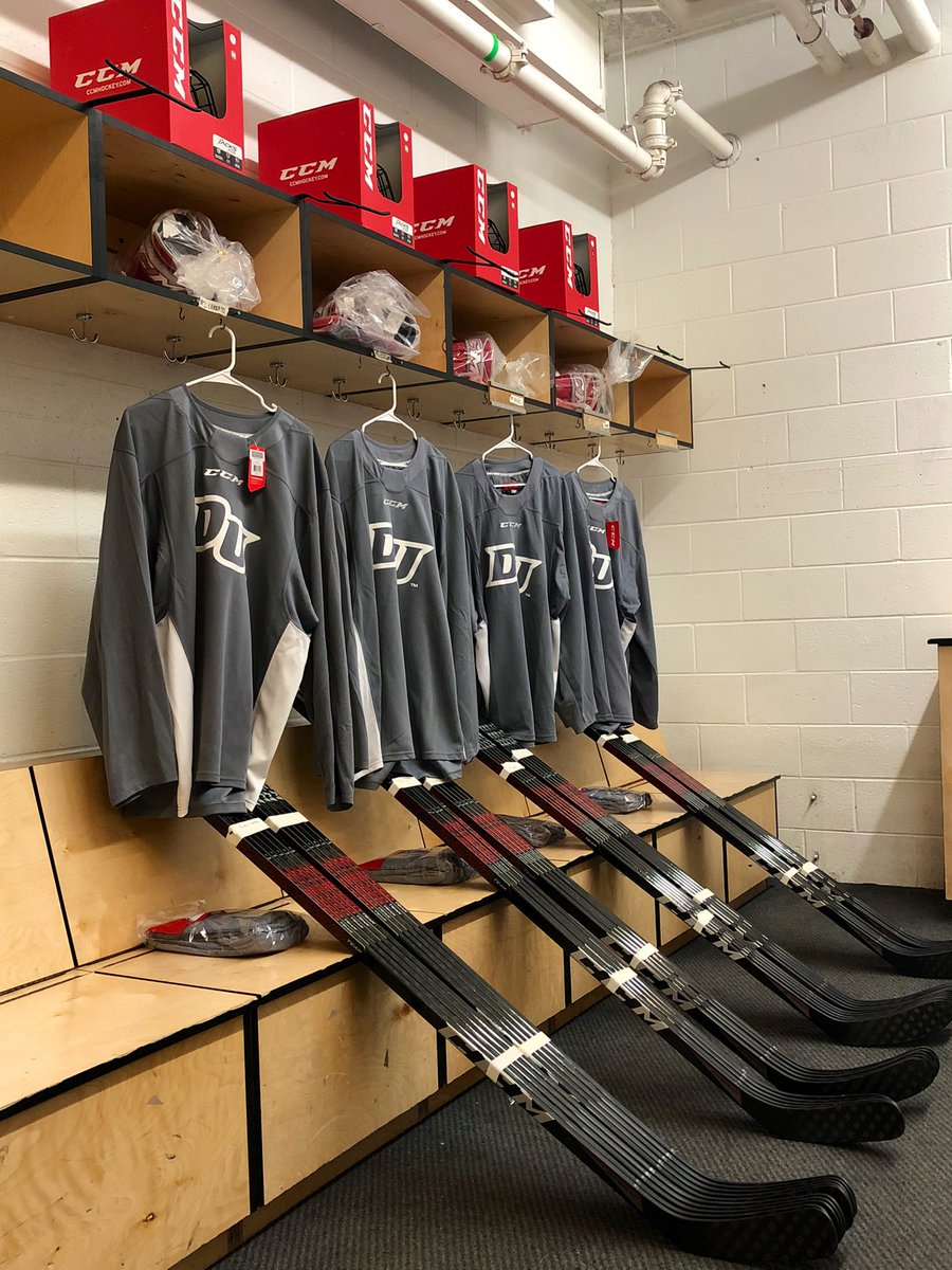 DU_IceHockey's tweet photo. Ready for the start of the inaugural season. Equipment Day on the first on-ice session of DU Hockey Training Camp. #DruryPanthers #DruryHockey #CollegeHockey #SpringfieldMO https://t.co/T118OmDt3e