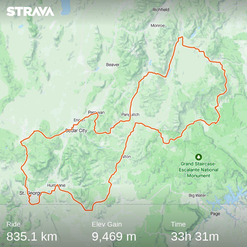rvdveer's tweet photo. And that's it then. I finished the 835km non-stop Hoodoo500 race in Utah, together with good friend Marco. Riding over Mount St. Everest in 33 hours on the saddle. Thanks all for tuning in! See also https://t.co/Ga7yyw9LTE https://t.co/c1cwtNSxO6