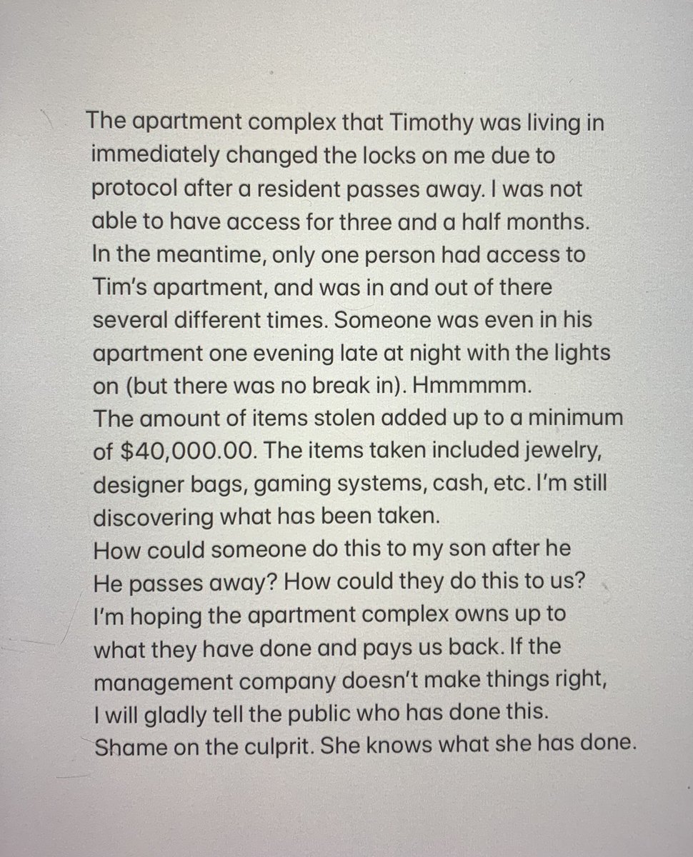 #FeerickForever 
After losing my son Timothy………
I thought nothing could make this experience worse, but on top of “it” keeping me from laying my son to rest;
