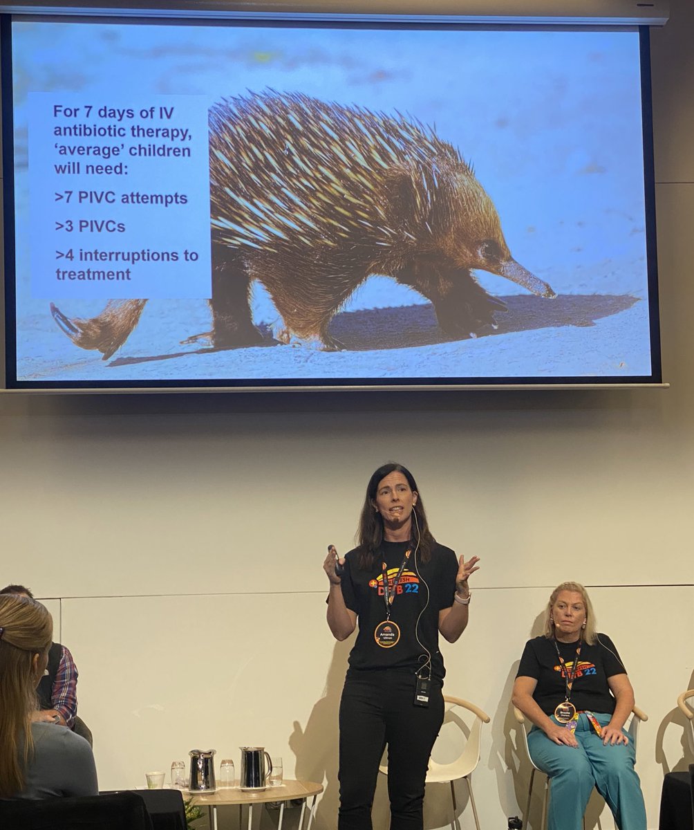 DrSarahMcNab's tweet photo. Children should get their treatment, without being harmed by their IV. @a_ullman teaching us about decision support to help reduce IV harm - miniMAGIC app available to help https://t.co/zodN1lSA7q #dftb22 https://t.co/NwRv4zmCbo