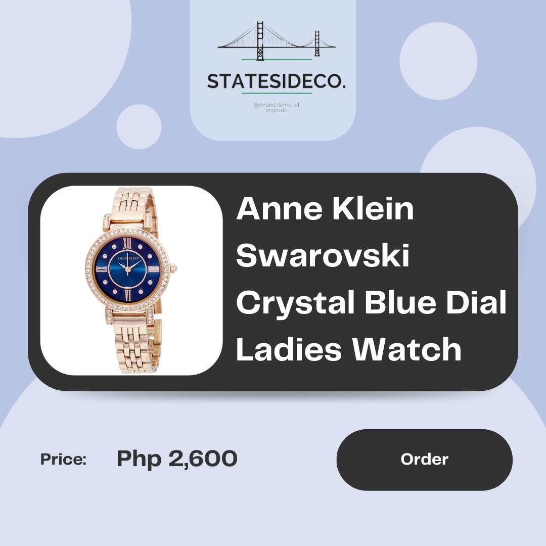 statesidecoph's tweet photo. ANNE KLEIN Swarovski Crystal Blue Dial Ladies Watch

For only ₱2,600

Shop now 🛒 https://t.co/HUOzIynMuB