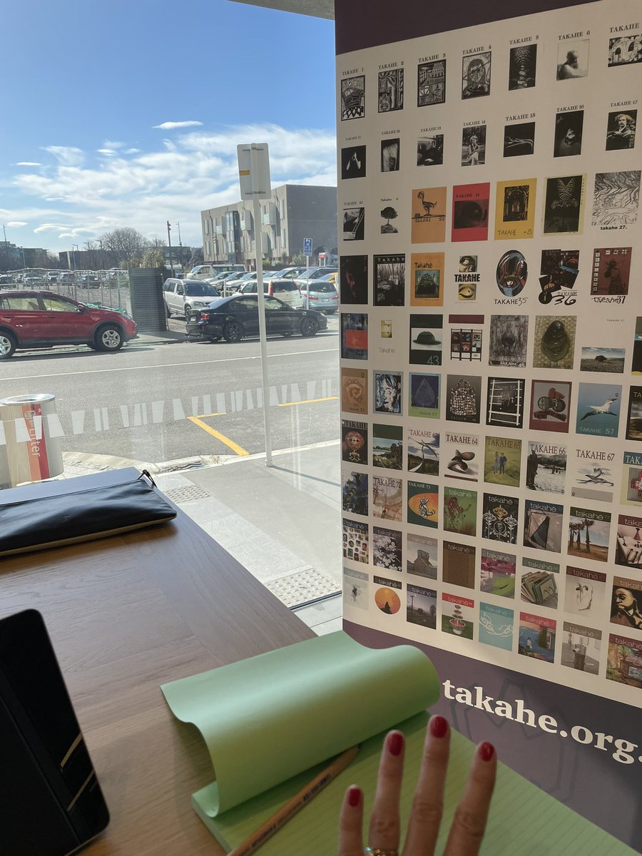 whatelseanna's tweet photo. Double stoked to have the cogs turning on our @takahemagazine Magazine-in-residence for @WORDChCh AND to find the perfect shade of red. #WORDrobe #litmags #zine #festival https://t.co/S5jtKhrtcO