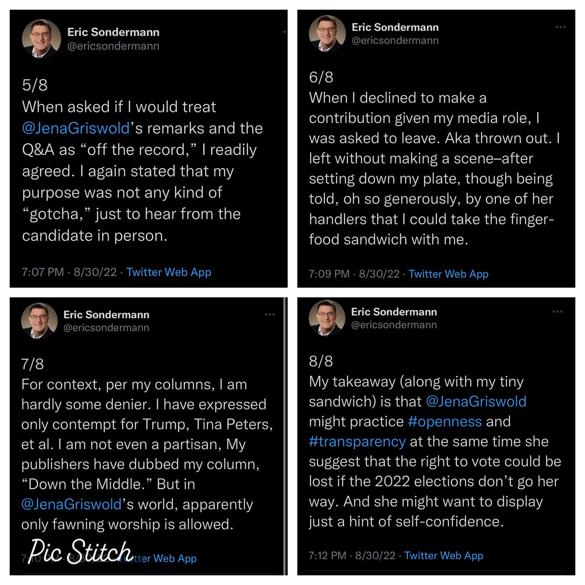 KyleClark's tweet photo. Longtime political commentator @ericsondermann’s account of being thrown out of a @JenaGriswold event after writing a column critical of the Democratic Secretary of State. #copolitics https://t.co/PO5Trd0PoW