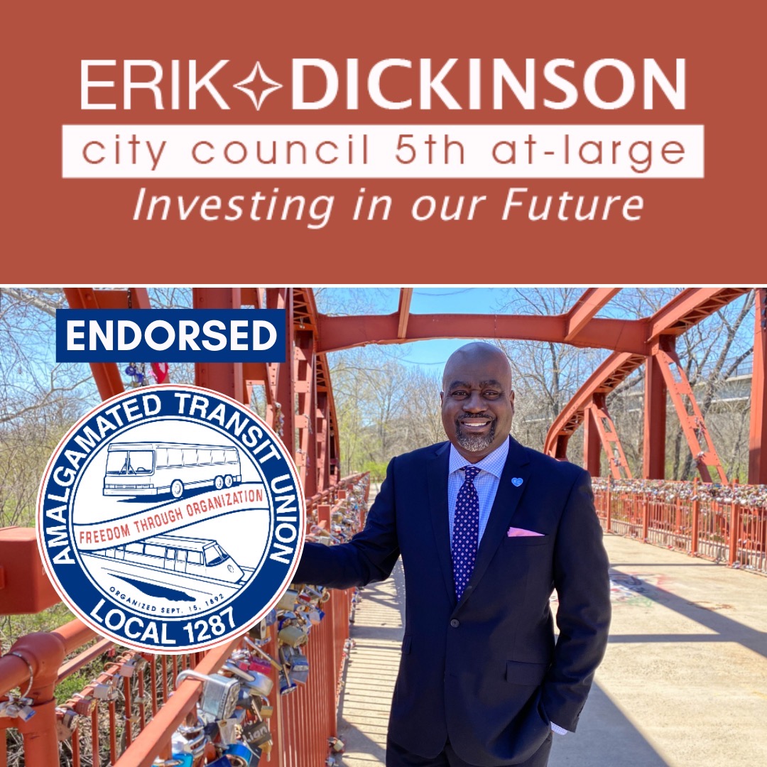 dickinsonforkc's tweet photo. I have another great endorsement for my campaign for City Council.
I am grateful for the trust placed in me by the ATU to not only improve and expand public transit services in KC, but to make sure we support the workers that are making it happen. https://t.co/dTQVQblHny