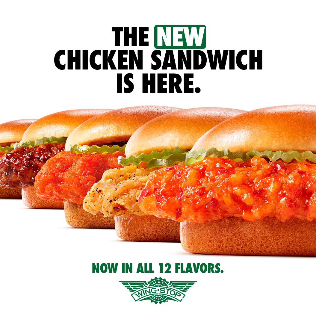 WingStop launches their new Chicken Sandwich in 12 diff flavors for $5.49