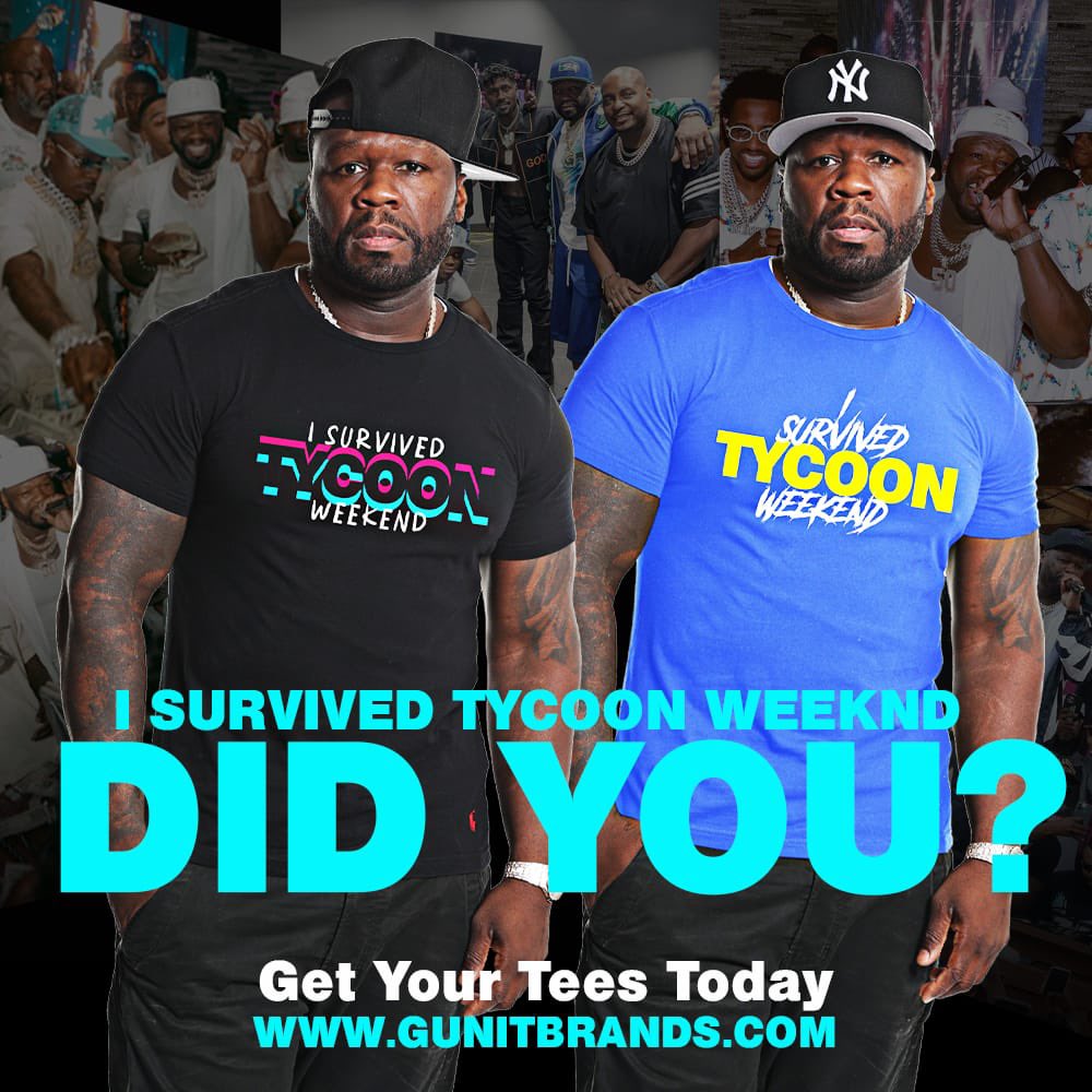 50cent's tweet photo. Did YOU survive Tycoon Weekend? Get your Limited Edition Shirts Today β’ https://t.co/bi2QrGdNim
#TycoonWeekend #Tycoon https://t.co/Ck8FA36YM3