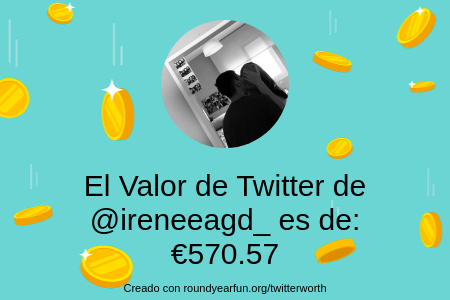 ireneeagd_'s tweet photo. Mi valor en Twitter es de: €570.57

Encuentra el tuyo(a) con https://t.co/blYOaszMRn

⠀ https://t.co/wvdbOdWoXR