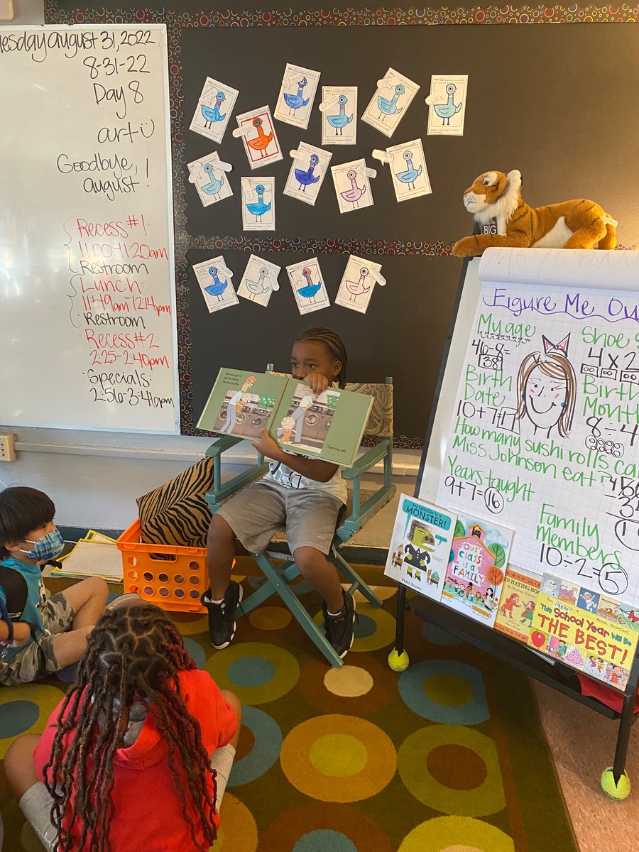 LJohnsonTeacher's tweet photo. “Miss J., can I read like you do to the class?” ❤️ @3TrailsTigers @ISDSchools #isdstrong #isd2ndgrade #kcedu @MoWillems https://t.co/eKAOmLpKS0