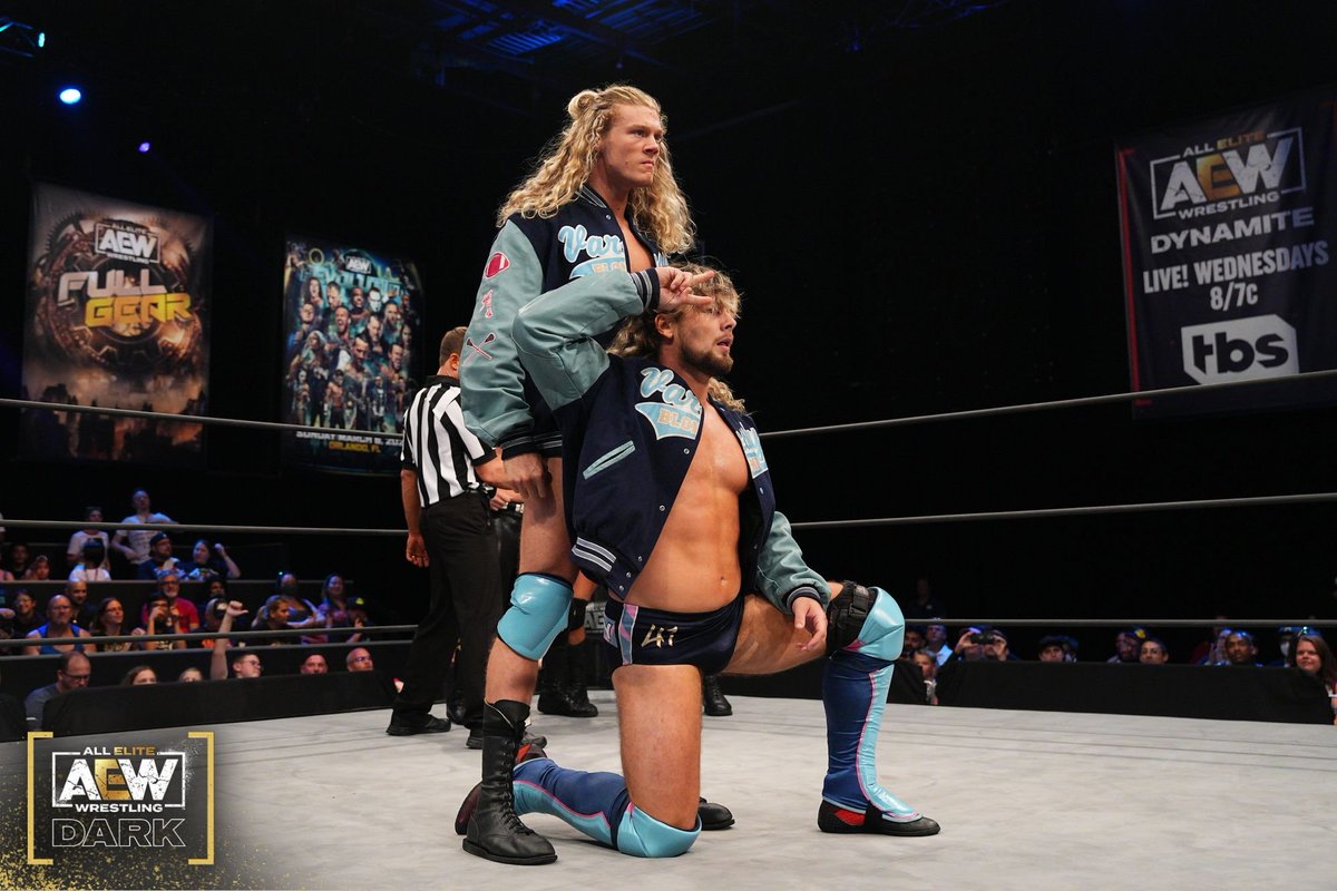 Up next on #AEWDark: it's the #VarsityBlonds (@griffgarrison1 & @FlyinBrianJr) vs. the team of @rgrilloTSF & @DeanAlexanderNF! ▶️ youtu.be/8rU_YWbCvNI