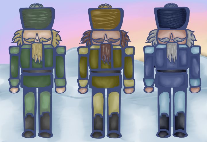 AngiePopps's tweet photo. New art for sale! "Three Nutcrackers in A Winter Scene". Buy it at: https://t.co/vIp4URv1VE https://t.co/x91H9aoxDL