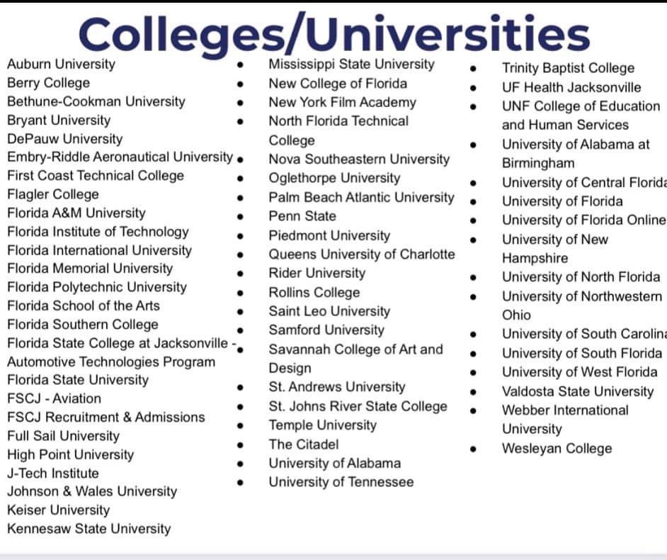Don’t forget about College and Career Night 2022 on Tuesday, September 6th from 6pm-7:30pm for all Clay County juniors and seniors with nearly 100 reps on-site at Middleburg High School! *exhibitor list subject to change without notice* <a href="/oneclayschools/">Clay County District Schools</a>