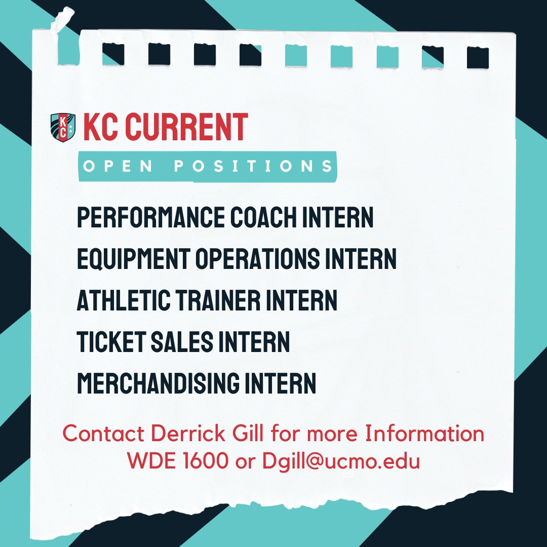 ucmharmonintern's tweet photo. Interested in working for a soccer team? KC Current has multiple open internships for the upcoming season! Contact Derrick Gill for more information! 
dgill@ucmo.edu or WDE 1600 https://t.co/nb6DlfZTwP