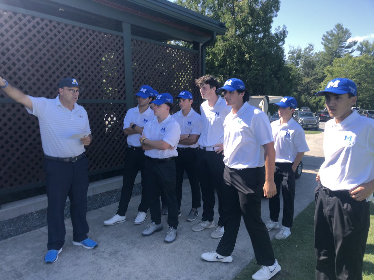 MHSRangerGolf's tweet photo. Great first match vs Andover at Renaissance Country Club. The great Coach Fazio holding court to get them started today. @methuensports https://t.co/r3o0DSHkiK