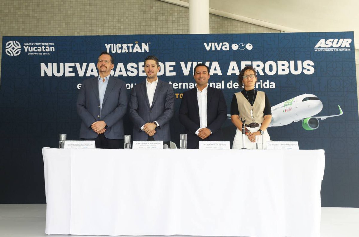 antonio_rsa1's tweet photo. NUEVA BASE DE EMPRESA AÉREA DE BAJO COSTO, PERMITIRÁ LA OPERACIÓN MENSUAL DE MÁS DE 400 VUELOS DESDE MÉRIDA 
La nueva base será de @VivaAerobus en el Aeropuerto Internacional de Mérida, resultado de las gestiones del gobernador @MauVila permitirá que 3 aeronaves aquí pernocten. https://t.co/BHsuhYA3qi