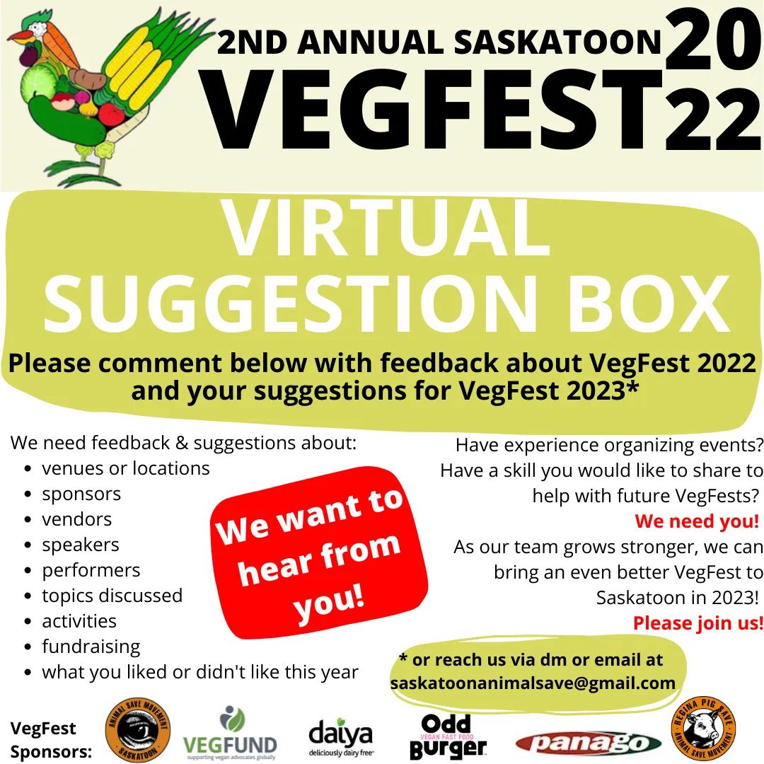 ASMSaskatoon's tweet image. Drop us a line if you have feedback, ideas or want to help out with next year's Saskatoon VegFest.