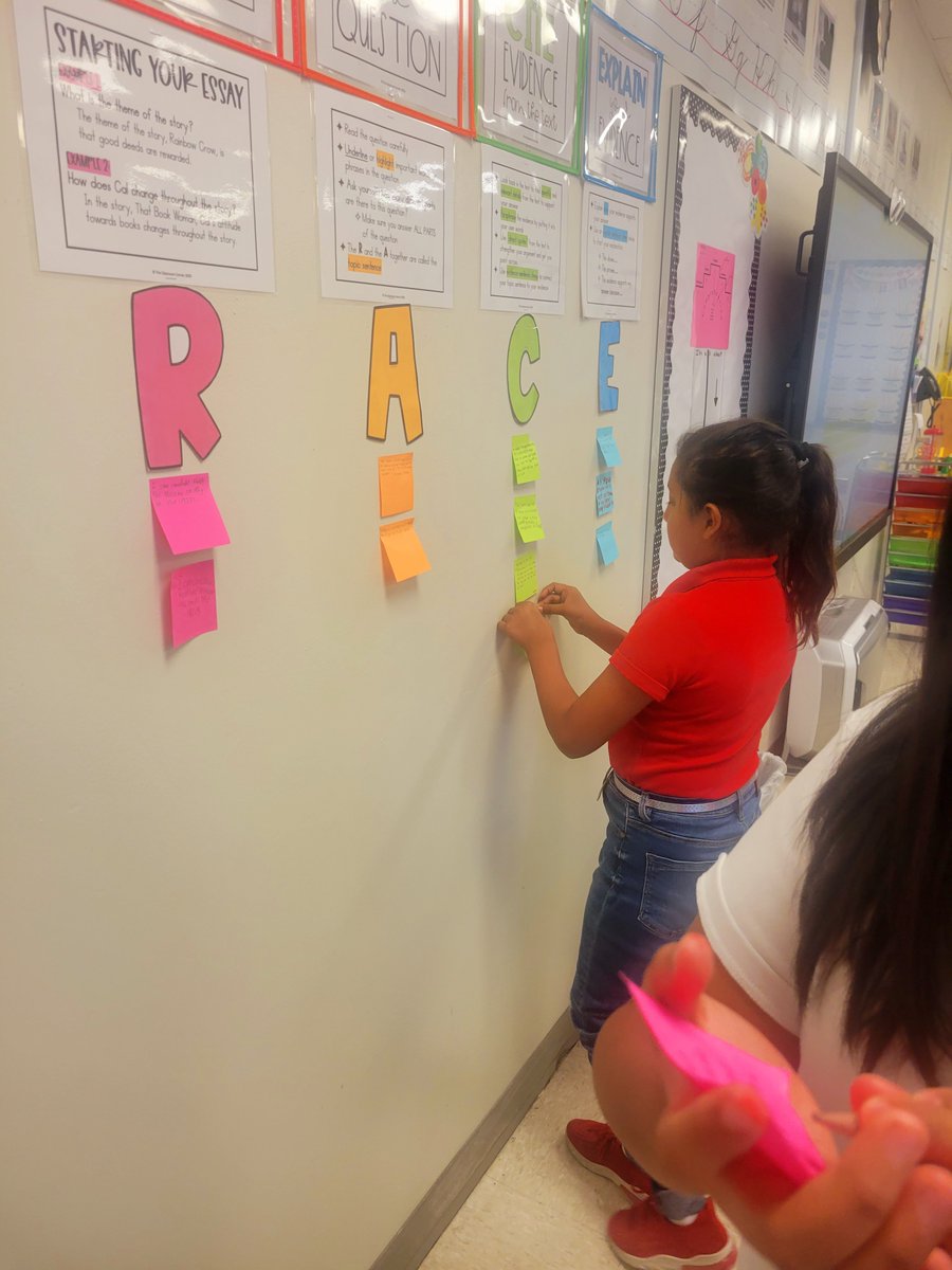 OESFifth108's tweet photo. Mrs. Melendez's class having so much fun using the RACE writing strategy for text evidence. 🤩💚🙌✍️ https://t.co/rTxY9UL9tN