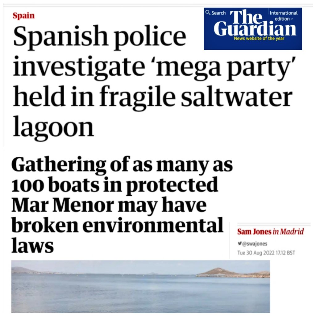 NuestroMarMenor's tweet image. Reino Unido publica la MACROFIESTA náutica en Mar Menor en📰prestigioso @guardian

El Consejero Luengo vuelve a quedar en evidencia con su permisiva declaración reduciendo gravedad de la concentración,y esto se lee en toda Europa.

Región queda por los suelos con gobernantes así.