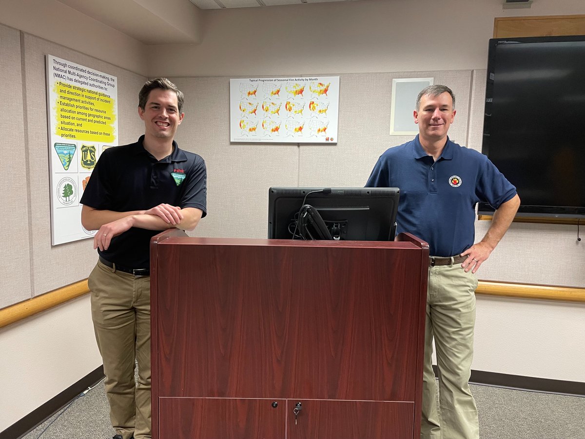 BLMFire's tweet photo. Be #WildfireWeatherAWARE – Nick Nauslar &amp; Jim Wallmann work in the predictive services unit @NIFC_Fire. They analyze a variety of weather products &amp; services to provide briefings &amp; outlooks for current &amp; forecasted conditions! Thank you, Nick &amp; Jim, for your expertise! https://t.co/LTqmSZ0btV