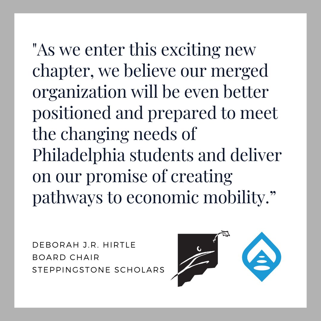 PhillyFutures's tweet photo. Philadelphia Futures’ and Steppingstone Scholars' new merged organization will find leadership in a reconstituted Board of Directors, co-led by current Steppingstone Chair, Deborah J.R. Hirtle, and current Futures Chair, Raj Tewari. Learn more: https://t.co/mgrlXR5d4g #PFSSMerger https://t.co/salK4i2l4e